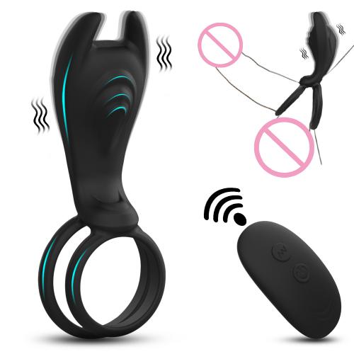 10m Remote Control Cock Rings Silicone Bat Double Rings Vibrating Penis Ring for Men