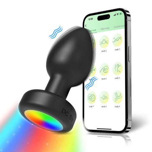 ALWUP APP Remote Control Anal Toy LED Light Anal Vibrator Anal Orgasm Vibrator Female Sex Toy