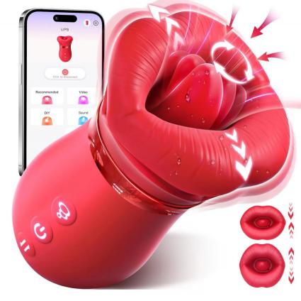 APP Sucking Rose Big Mouth Vibrator Massage Clit Stimulator Nipple G-spot Tongue Licking Vibrator Adult Sex Toys for Women