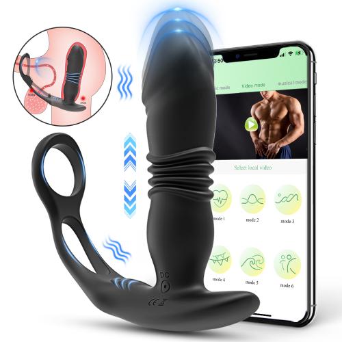Anal Plug With Cock Ring Remote Control Vibrating Thrusting Prostate Massage Anal Vibrator for Men and Women Pleasure