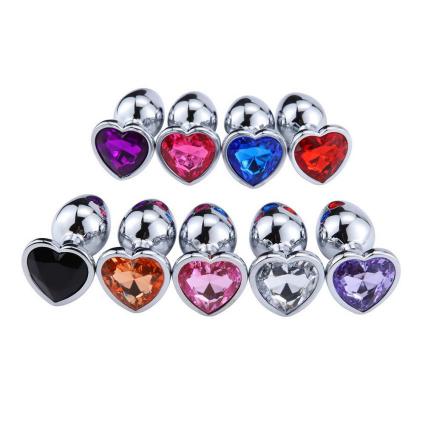 Butt Plug for Anal Plug Adult Sex Toy Heart Shape Diamond Base Metal Anal Plug Sex Toy for Women