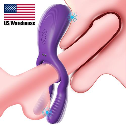 Delayed Ejaculation Vibrator Cock Ring Penis Cock Ring Soft Silicone Dual Vibrating Cock Ring Dick Penis Adult Sex Toys for Men