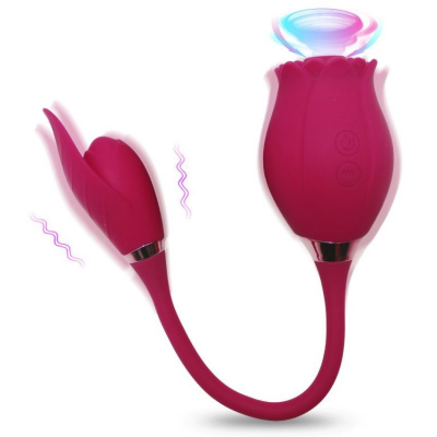 Dropshipping 2 in 1 Adult Sex Toys G-Spot Clitoral Sucking Rose Flower Shaped Extended Vibrator Egg Female Rose Vibrator