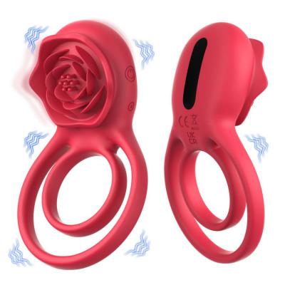 Dropshipping Vibrating Cock Ring With Rose Clitoral Stimulator Vibrations Penis Ring Vibrator Sex Toys for Men Women
