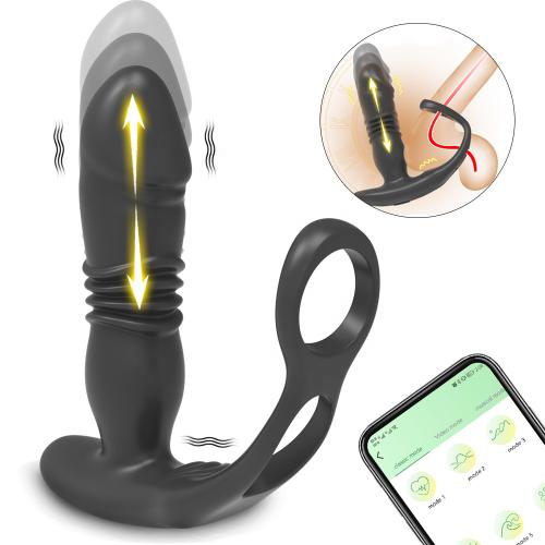 Hot Selling 3 in 1 Thrusting Butt Plug Anal Vibrator Sex Toys for Adult Men Anal Prostate Massager Penis Ring With App Control