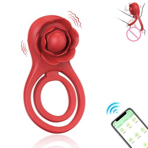 Hot Selling Red Silicone Penis Cock Rings Vibrators Sex Toys for Men Male Delay Ejaculation Vibrating Cock Ring with App Control