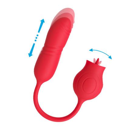 Hot Selling Rose Flower Vibrator for Women Telescopic Anal Plug Vibrator Multi-frequency Clit Licking Stimulator Sex Toys