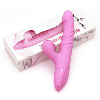 Lady Rabbit Vibrator Clitoral G Spot Sucker Massage Waterproof Adult Product Telescopic and Thrusting Silicone Dildo Sex Toys