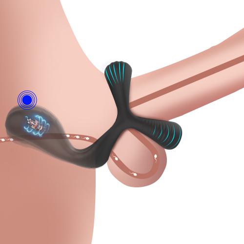 Locking Sperm Ring Vibrator for Men Trident with TPE Head Penis Ring Trainer to Delay Ejaculation