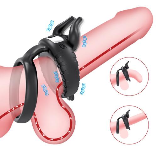 Overseas Warehouse Horn Penis Ring 10 Kinds of Vibrating Penis Delay Hindering Ejaculation Male Sperm Lock Ring