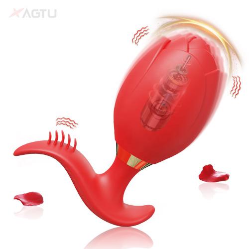 Rechargeable Rose Remote Control Wireless Vibrating Small Waterproof Anal Sex Toy Butt Plug for Beginners