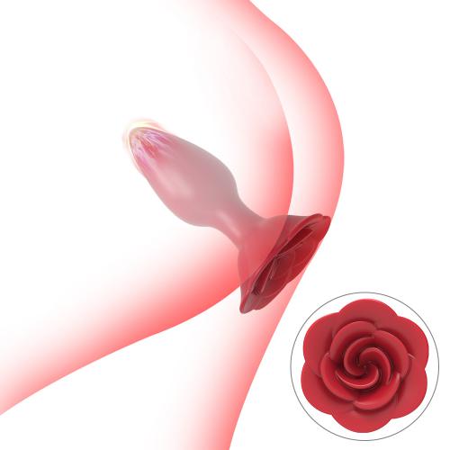 Rose Flower Anal Plug Perineum Massager Artificial Silicon Anus Stopper Plug Sex Toy for Men and Woman