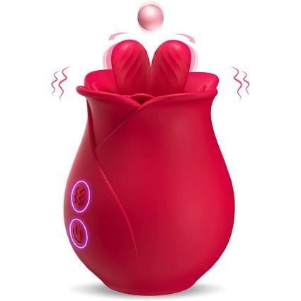 Rose Shape Vagina Sucking Licking Vibrator Intimate Good Nipple Sucker Oral Licking Clitoris Sex Toys Rose Vibrator for Women