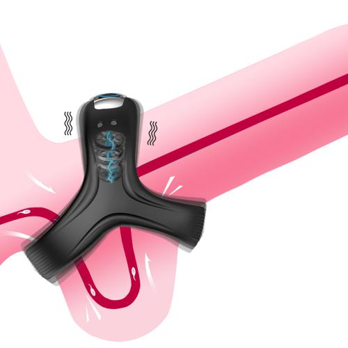 USA Spot Electric Silicone Three-in-one Time-delay Lock Essence Ring to Stimulate Erection Penis Ring