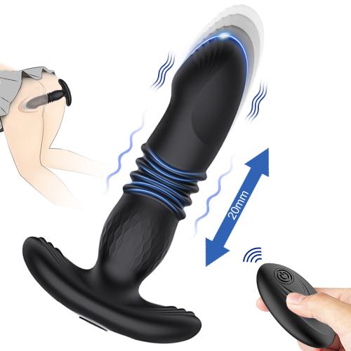 Wholesale 2-in-1 Prostate Massager Thrusting Vibrators Anal Butt Plug Silicone Massage Stick Men