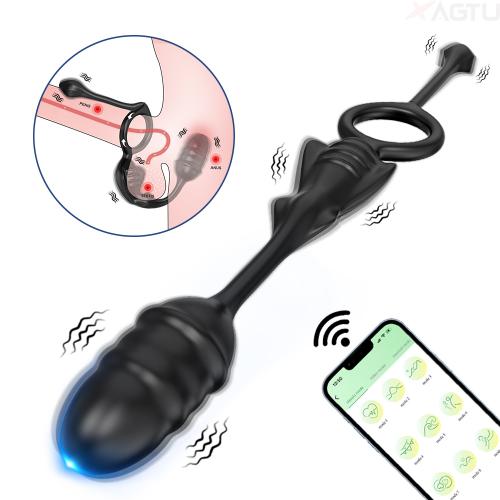 Wholesale Male Vibrating Masturbation Lock Sperm Ring Usb Charging Remote Control  Anal Plug Dildo Masturbator