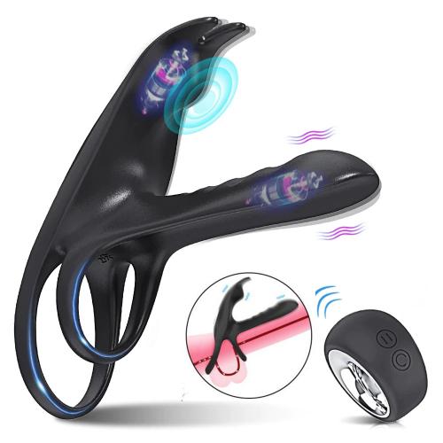 Wireless Remote Cock Penis Ring Vibrator Sex Toys with Dual Motors for Men Delay Ejaculation Penisring Vibrating for Couple