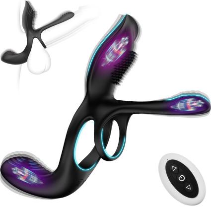Wireless Remote Control Couple Vibrators Cock Ring With Prostate Massage Penis-Ring Stimulating Masturbator Sex Toys for Men